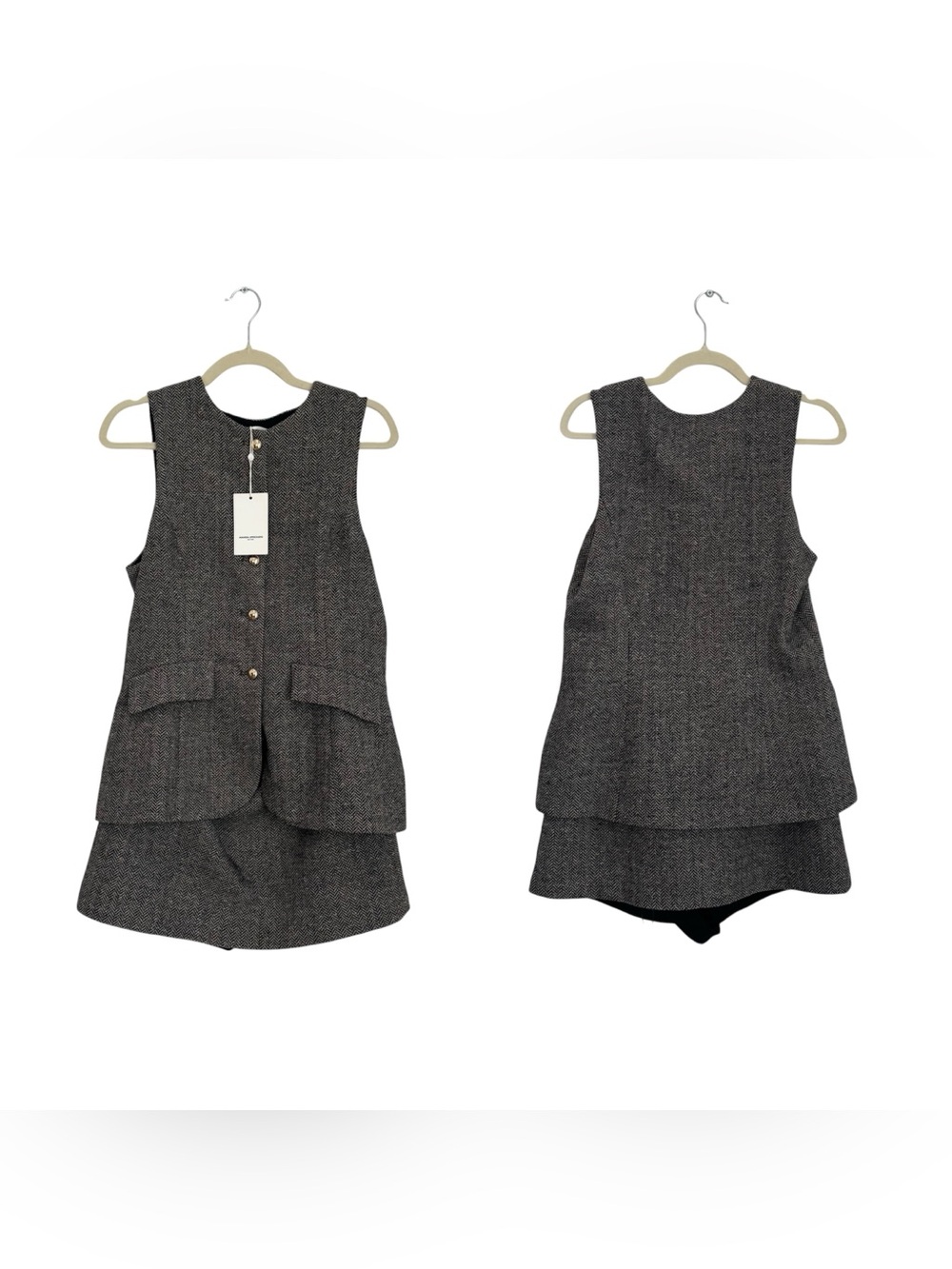 NWT Amanda Uprichard Serena Romper in Black Multi tweed - Picture 8 of 13